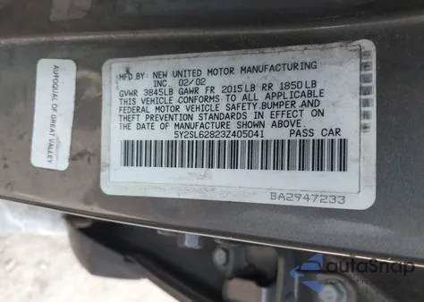 2003 Pontiac Vibe from USA, damaged, VIN 5Y2SL62823Z405041